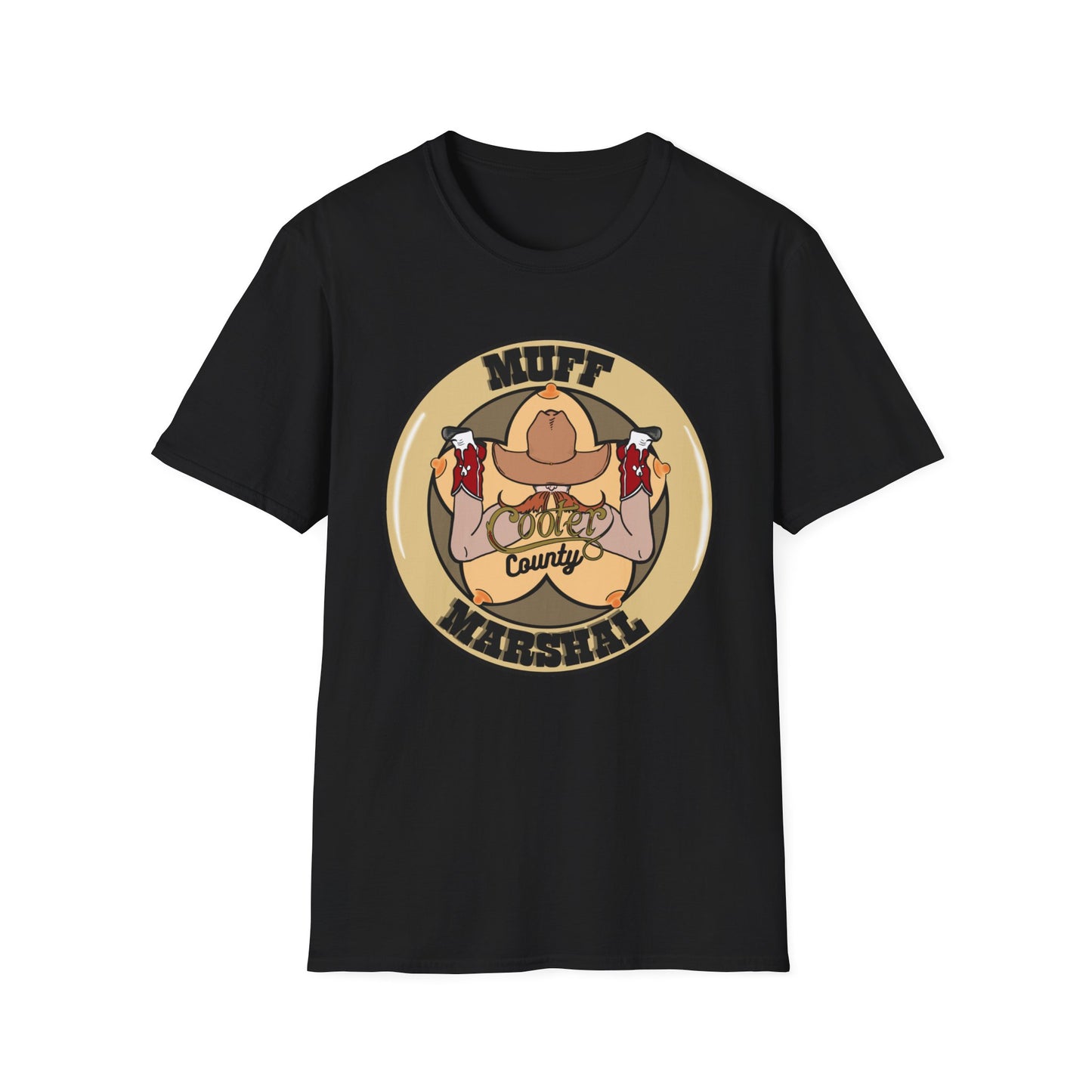 Muff Marshal From Cooter County Unisex Softstyle T-Shirt. Let the girls know when the Marshal is in town.