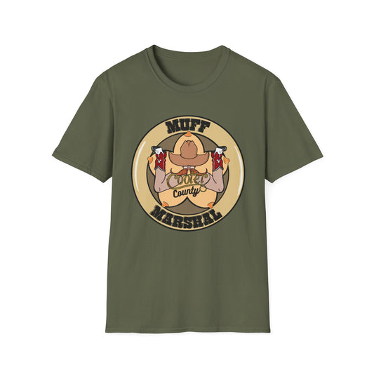 Muff Marshal From Cooter County Unisex Softstyle T-Shirt. Let the girls know when the Marshal is in town.